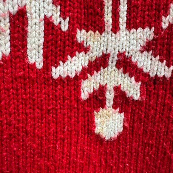 Talbots Wool Snowflake Christmas Holiday Sweater Knit Turtleneck Buttons Red L - Picture 14 of 16
